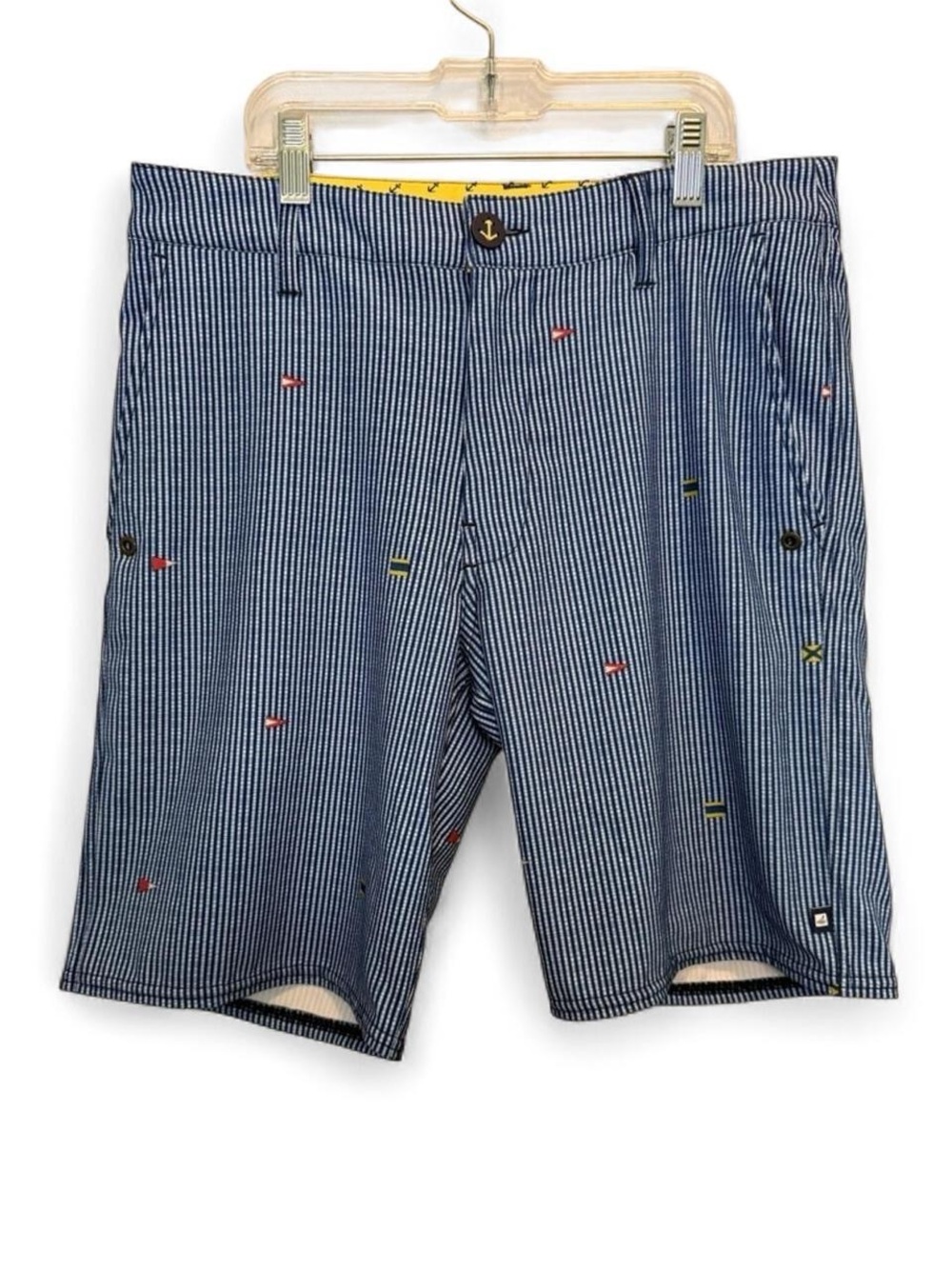 Sperry Top-Sider Mens Seersucker Nautical Flag Shorts Size 30 Preppy Summer
